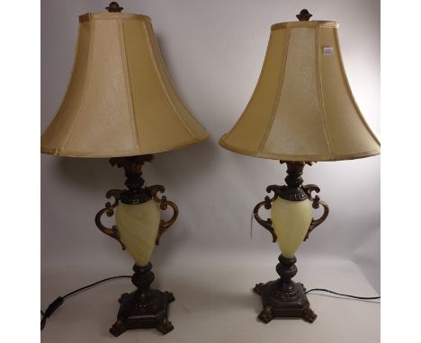 Pair of large urn shaped table lamps H54cm excluding fitting (This item is PAT tested - 5 day warranty from date of sale)  Co