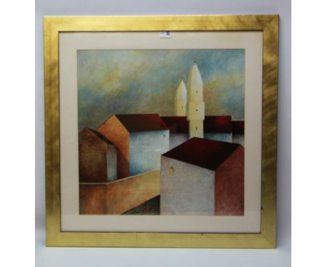 Modern Buildings, colour print after S Silvo, 56cm x 56cm Condition Report Click here for further images, condition, auction 