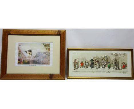 'Chacun Son Tour', Naughty Dogs colour print after Boris O'Klein signed and titled in pencil 21cm x 49cm and 'Never Fight wit