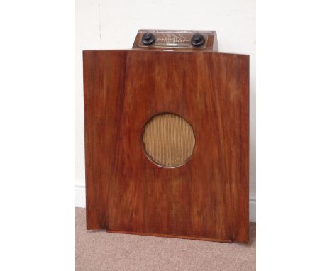 Murphy 146 Radio, curved walnut case with central speaker, W66cm, D23cm, H82cm Condition Report Click here for further images