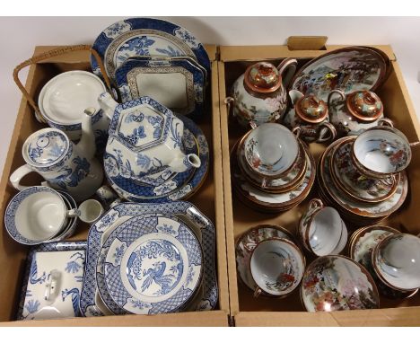 Wood & Sons 'Yuan' blue and white dinner and teaware and an oriental tea service, twelve place settings in two boxes Conditio