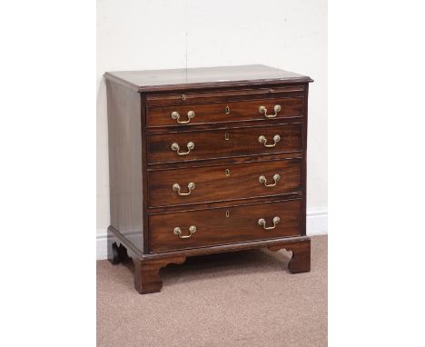 Small Georgian mahogany bachelors chest fitted with brushing slide and four graduating drawers on bracket feet, W70cm, D45cm,