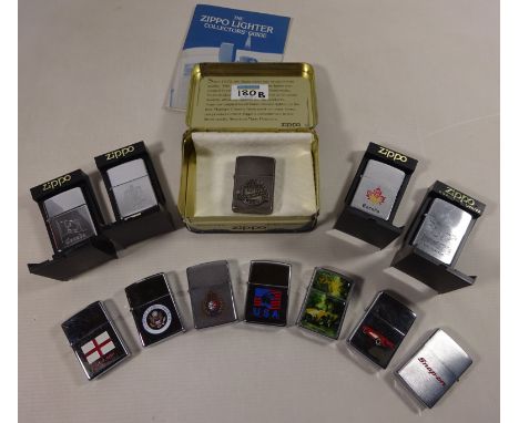 Zippo Anniversary lighter in box, eleven other Zippo lighters (12) Condition Report Click here for further images, condition,