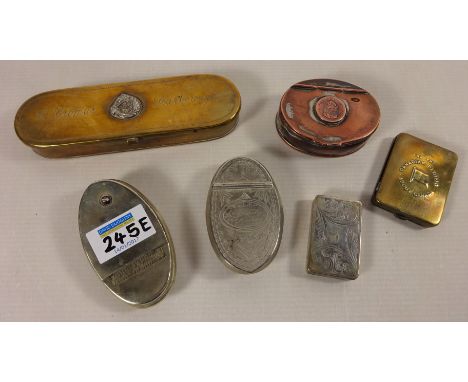 Georgian copper snuff box, brass spectacle case and other metal snuff boxes etc (6) Condition Report Click here for further i