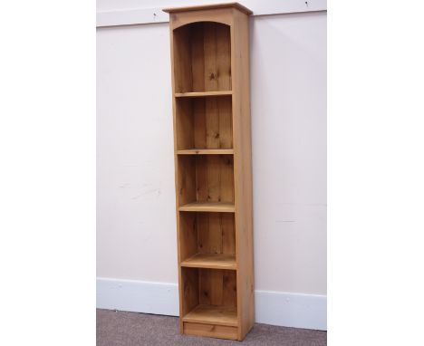 Narrow pine shelf, W47cm, H200cm, D35cm Condition Report Click here for further images, condition, auction times & delivery c