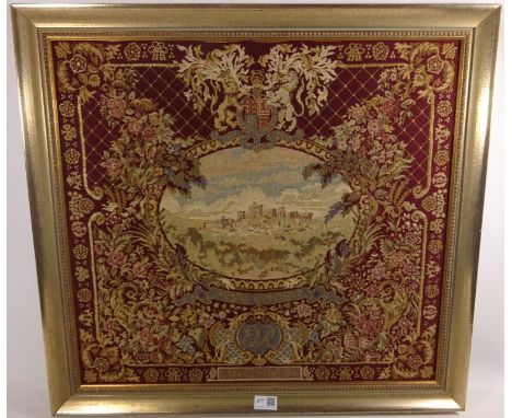 Embroidered framed tapestry of Windsor castle D60cm  Condition Report Click here for further images, condition, auction times