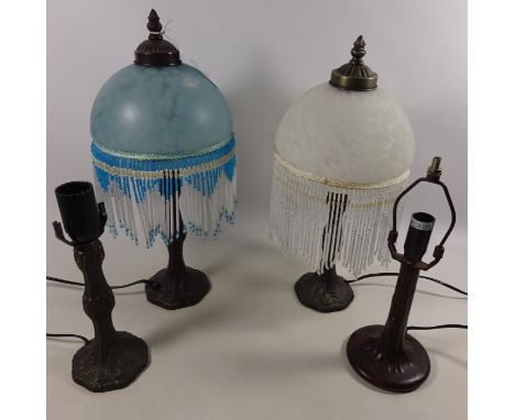 Two table lamps with beaded glass shades and two lamp bases (This item is PAT tested - 5 day warranty from date of sale)  Con