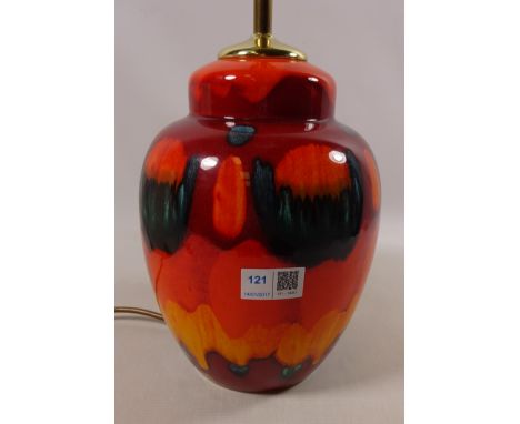 Poole pottery lamp H25cm excluding fitting (This item is PAT tested - 5 day warranty from date of sale)  Condition Report Cli