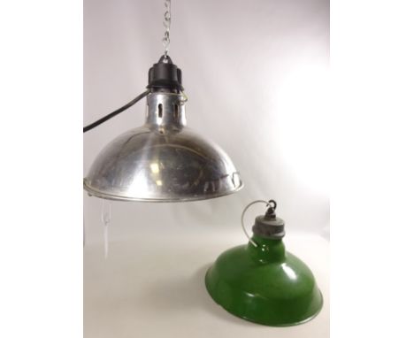 Two vintage industrial type light fittings (This item is PAT tested - 5 day warranty from date of sale)  Condition Report Cli
