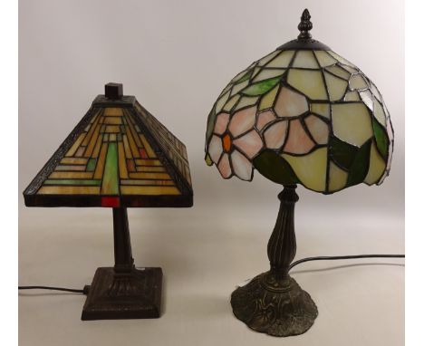 Two Tiffany style table lamps (This item is PAT tested - 5 day warranty from date of sale)  Condition Report Click here for f