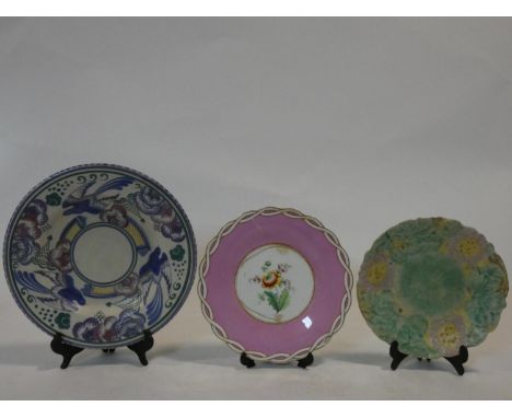 A Carter Stabler &amp; Adams Poole pottery bluebird design plate, in the PN pattern, designed by Truda Adams along with an an