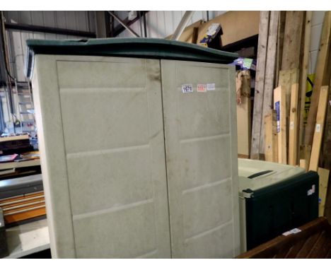 Large plastic outdoor tool shed, 66 x 177cm H. Not available for in-house P&amp;P