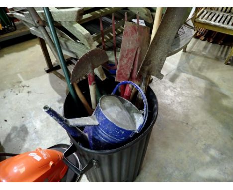 Bin of mixed garden tools. Not available for in-house P&amp;P 
