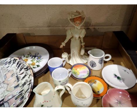 Mixed ceramics to include Hornsea wall plates a Lennox lady figure, Royal Worcester pin dishes, etc. Not available for in-hou