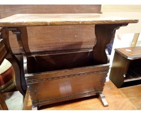 Oak lamp table with magazine rack base, 50 x 35 x 50 cm H. Not available for in-house P&amp;P