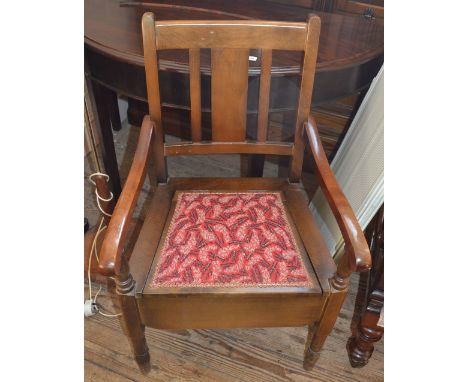 A standard lamp, commode and Oak desk