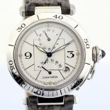 Cartier / Pasha - Power reserve - GMT - Gentlemen's Steel Wristwatch