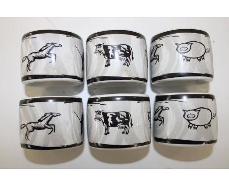 A set of six collectable John Hind ceramic napkin rings 