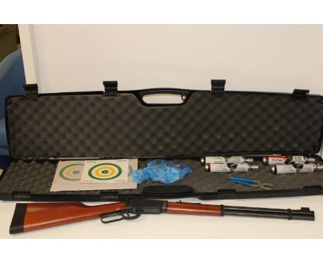 A Walther .177 20 shot repeater gas powered air rifle, with four new gas cannisters, targets &amp; tools. Collection Only 