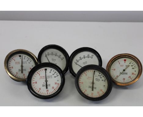Six vintage Dennis pressure gauges 