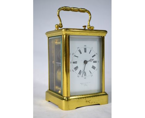 Jenner & Knewstub, St James, London, a late 19th century brass cased two train 8-day carriage clock with hour repeating and s