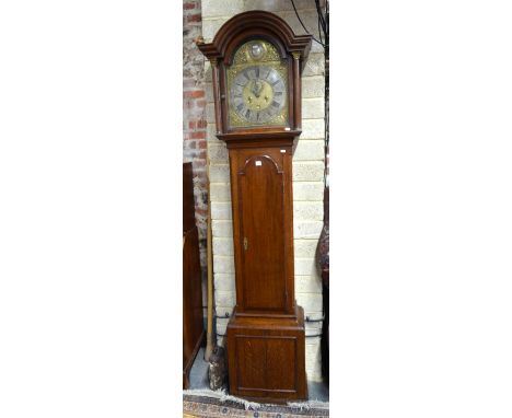 George Wynn, Wokingham, an 18th century oak eight-day longcase clock, the arched dial with subsidiary seconds and square date