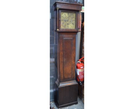 John Eagle, London, an 18th century 8-day oak longcase clock, the (27 cm) square brass dial incorporating subsidiary seconds 