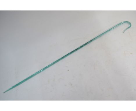 A glass walking stick in the form of a Shepherd's Crook, 100 cm high