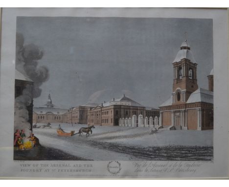 A set of eight coloured engravings after Mornay depicting views of St Petersburg at various times of the year - 'January - Vi