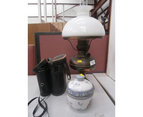 mixed lot inc oil lamp, binoculars etc  including ZEISS 10x40B's