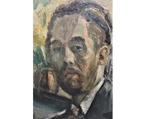 Ronald Ossory Dunlop, oil on canvas, self portrait, signed 19.5ins x 15.5ins, framedGood condition but dirty and is framed un