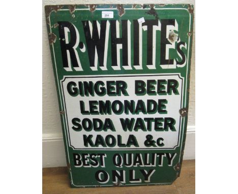 20th Century enamel advertising sign for R. Whites, 30ins x 20ins (some losses) 