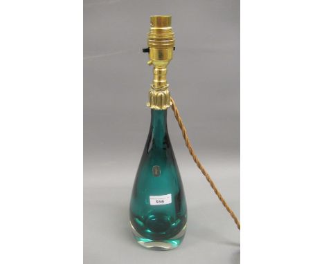 Whitefriars aqua table lamp with original label, 13.5ins high approximately excluding the later lamp fitting (re-wired)Appear