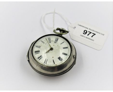 Silver pair cased verge watch by T. Richmond, London, the enamel dial with Roman numerals, case diameter 2ins approximatelyCa