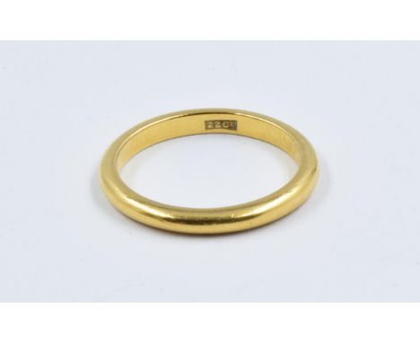 22ct Gold wedding band, size NWeight - 3.6gAll over light scratching 