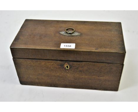 19th Century mahogany two division tea caddy, with later cut glass mixing bowl 