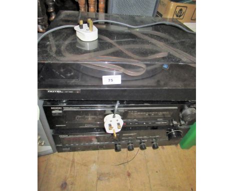 Denon amplifier and cassette player, together with a Rotel turntable 