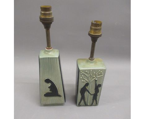 Two Soholm (Danish) pottery table lamps of Art Deco design, 8ins and 7ins respectively 