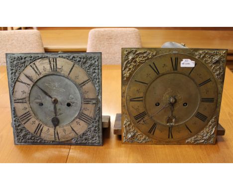 Two early 18th Century 11in eight day brass faced clock movements by William Martin, circa 1700 and Thomas Dadswell, East Gri