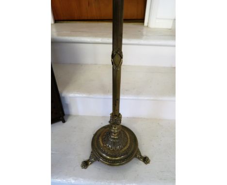 Edwardian brass oil lamp standard adapted for use with electricity 