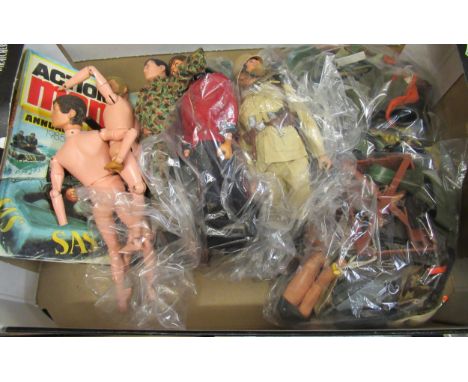 Quantity of 1970's Action Man figures and loose accessories 