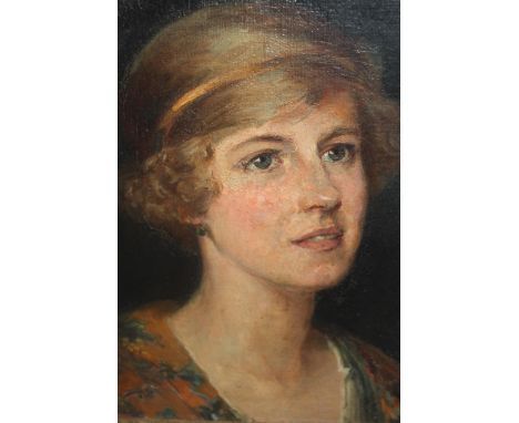 Louise Jopling, oil on canvas laid onto board, head and shoulder portrait of a young lady, signed on label verso ' Mrs Joplin