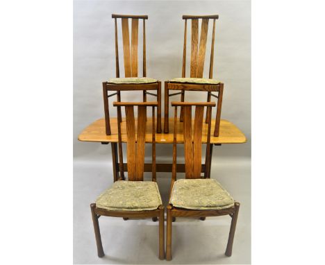 Modern Ercol light ash refectory style dining table, 60ins x 33ins x 29ins high, together with a set of four Ercol Saville sh