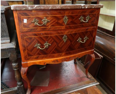 Reproduction French marble top two drawer commode chest 