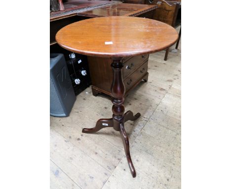 19th Century circular mahogany wine table on cabriole supports, together with a rectangular tilt-top mahogany wine table on b