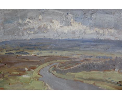 Reginald Grenville Eves, signed oil on panel, river landscape, inscribed verso 'Ravensworth', 10ins x 14ins, unframed 