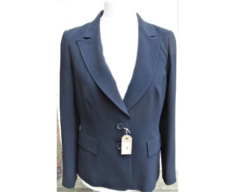 Jaeger navy blue ladies jacket, Jaeger blue patterned matching skirt and blouse and a Jaeger black skirt, all size 14 