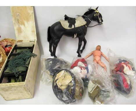 Box containing an Action Man cavalry set including horse, figure, clothes etc. 
