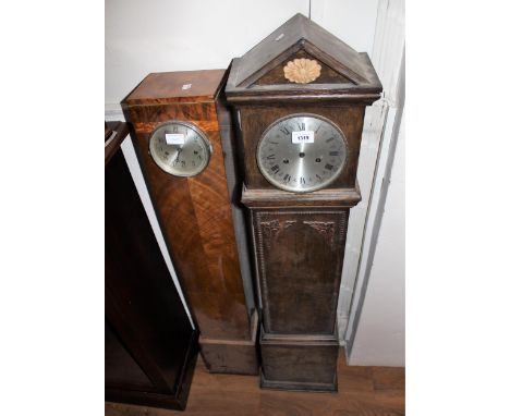 Group of four various grandmother clocks (for restoration), together with a miniature oak longcase clock (for restoration) 