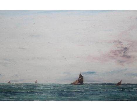 Oil on board, sailing vessels at sea, signed Thacker, together with a watercolour, steamboat portrait, bearing signature 